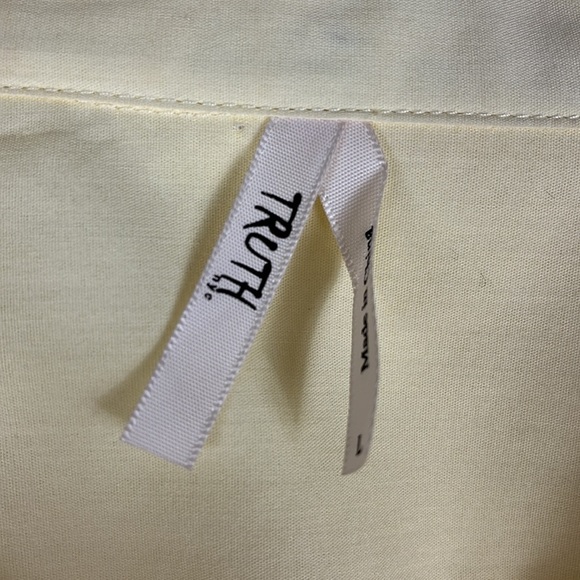 Truth button down roll tab sleeve yellow top Sz L - Picture 8 of 11